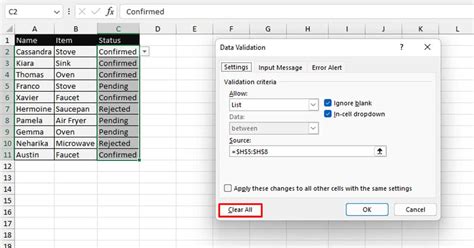 excel data validation from table.